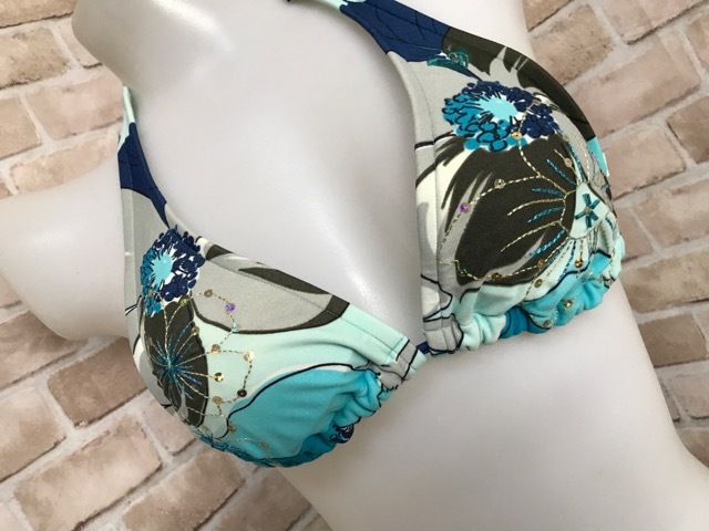 e30191*Roxy Roxy купальный костюм бикини голубой украшен блестками M
