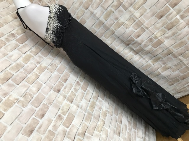 e30202●TIMS collection 衣装 ドレスワンピース ブラック ラメ オーガンジーフリルの画像3