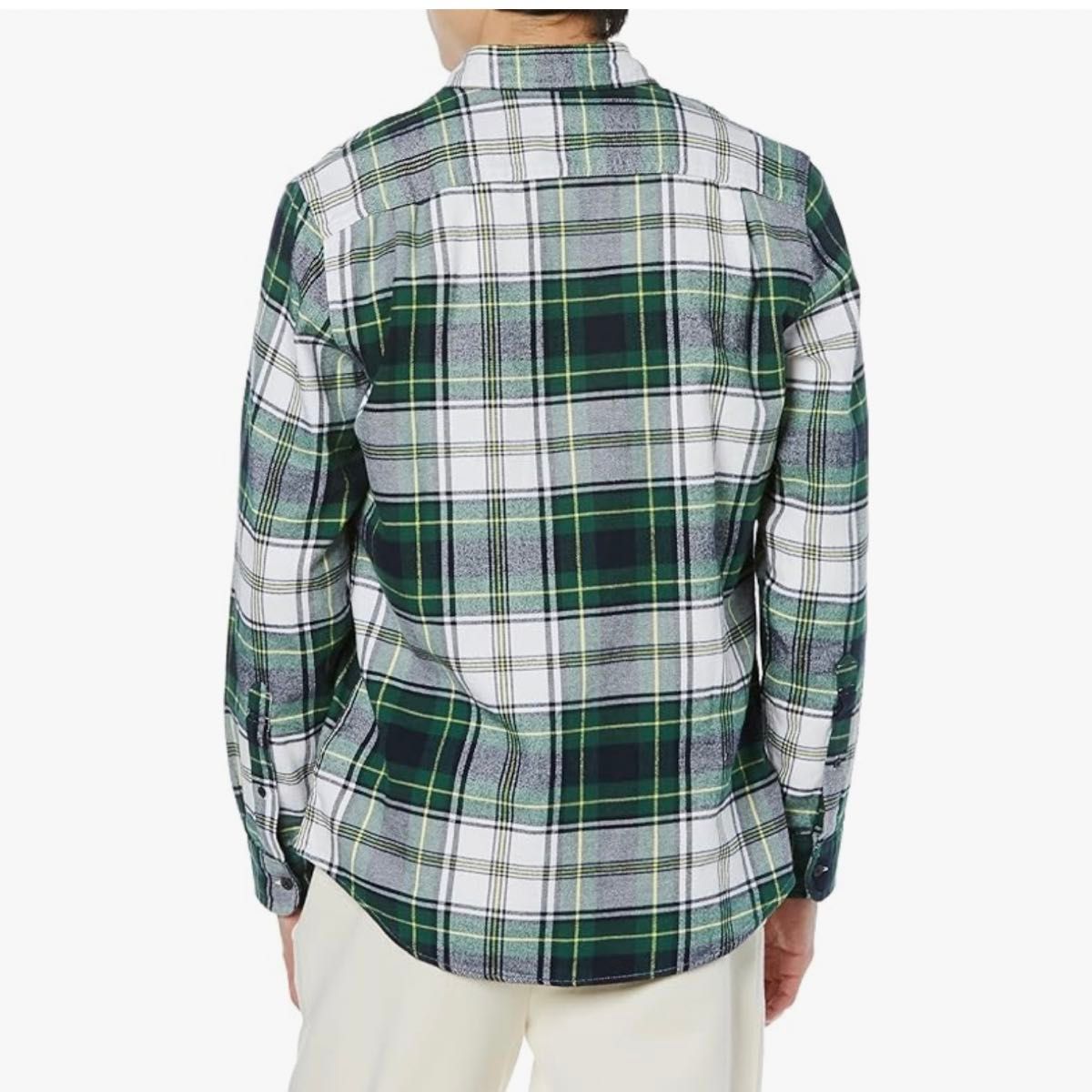 [Amazon Essentials] フランネルシャツ 長袖 メンズ　緑　チェック柄　Mサイズ
