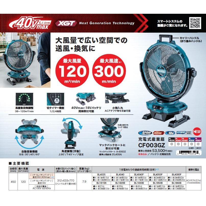 マキタ[makita] 40Vmax 充電式産業扇 CF003GZ ※バッテリ・充電器別売り　※沖縄・離島の方は出荷不可_画像3