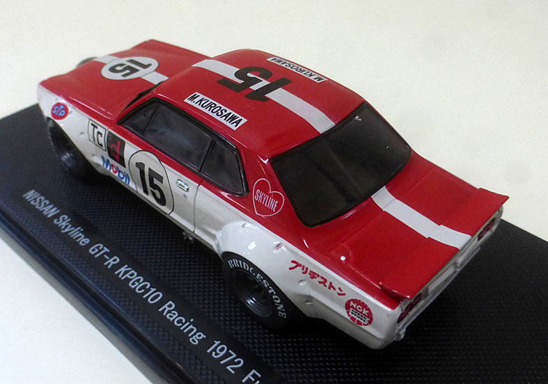 EBBRO エブロ 1/43 Nissan Skyline 2000GT-R Rcing #15 Fuji 1972（ホワイト／レッド）の画像3