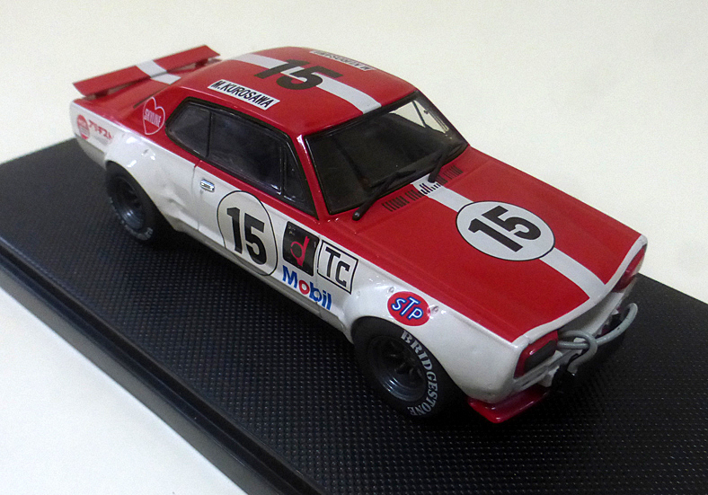 EBBRO エブロ 1/43 Nissan Skyline 2000GT-R Rcing #15 Fuji 1972（ホワイト／レッド）の画像4