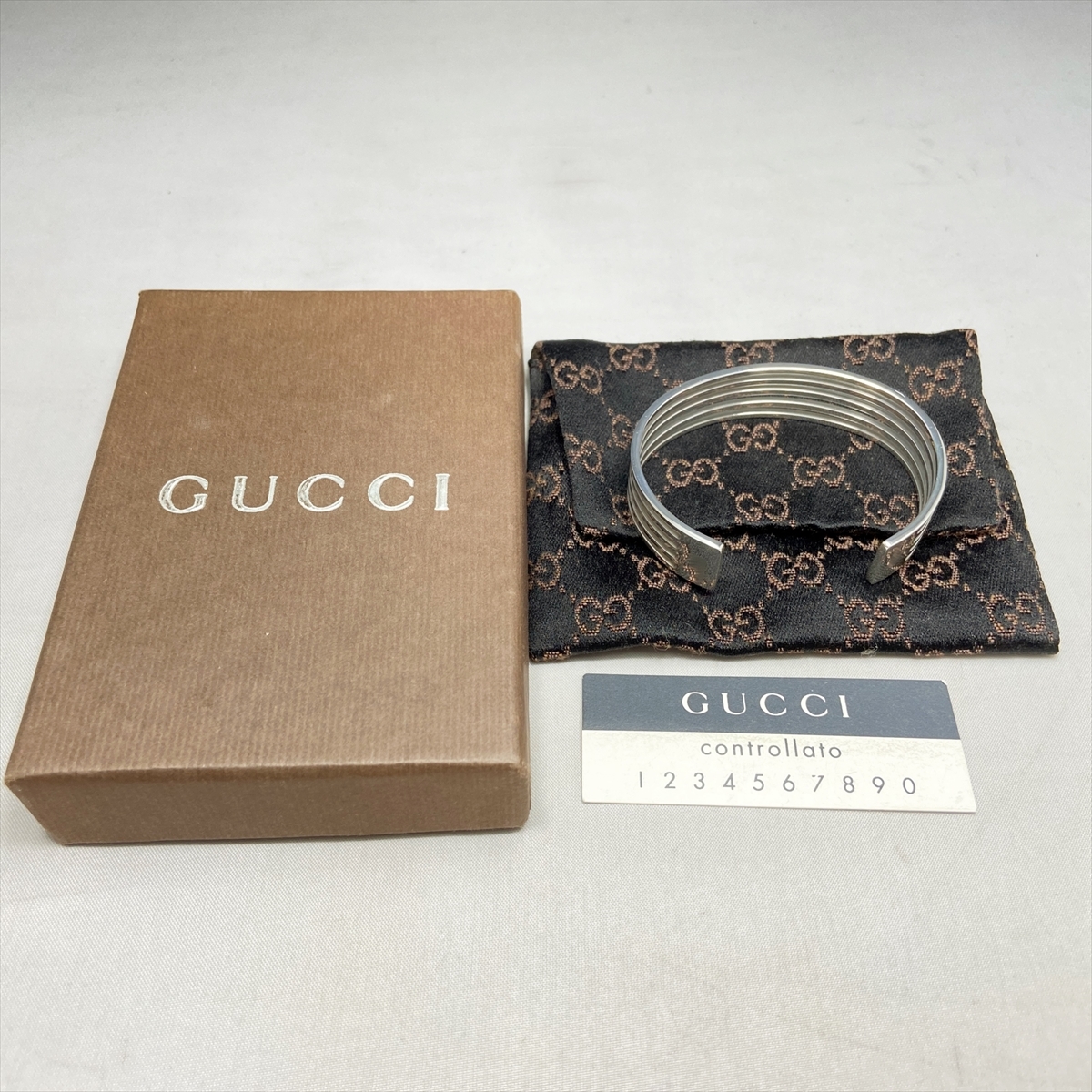  new goods finish rare records out of production Gucci GUCCI square stripe bangle bracele silver 925
