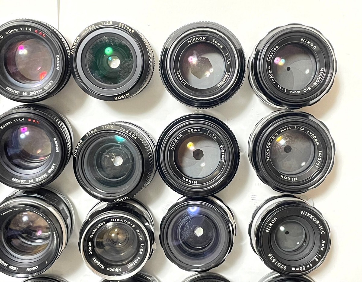 単焦点レンズ Canon Nikon MINOLTA PENTAX YASHICA OLYMPUS 1.4/1.8/2.8/3.5 フィルムカメラ カメラレンズ まとめ 大量セット 動作未確認_画像2