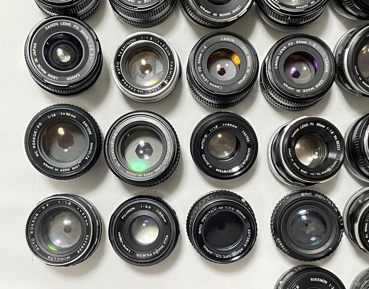 単焦点レンズ Canon Nikon MINOLTA PENTAX YASHICA OLYMPUS 1.4/1.8/2.8/3.5 フィルムカメラ カメラレンズ まとめ 大量セット 動作未確認の画像5