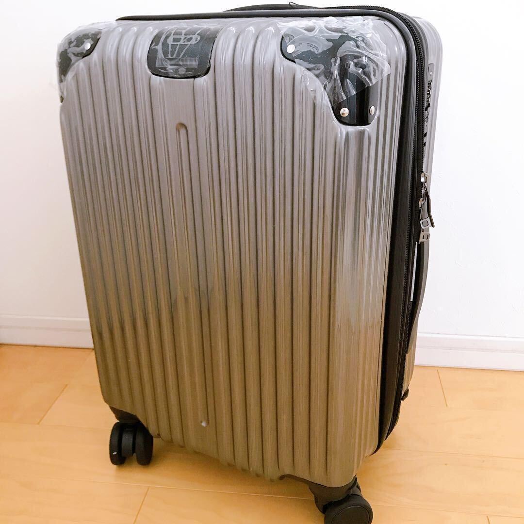 スーツケース グレー Sサイズ 40L 拡張可能 ダブルキャスター TSAロック