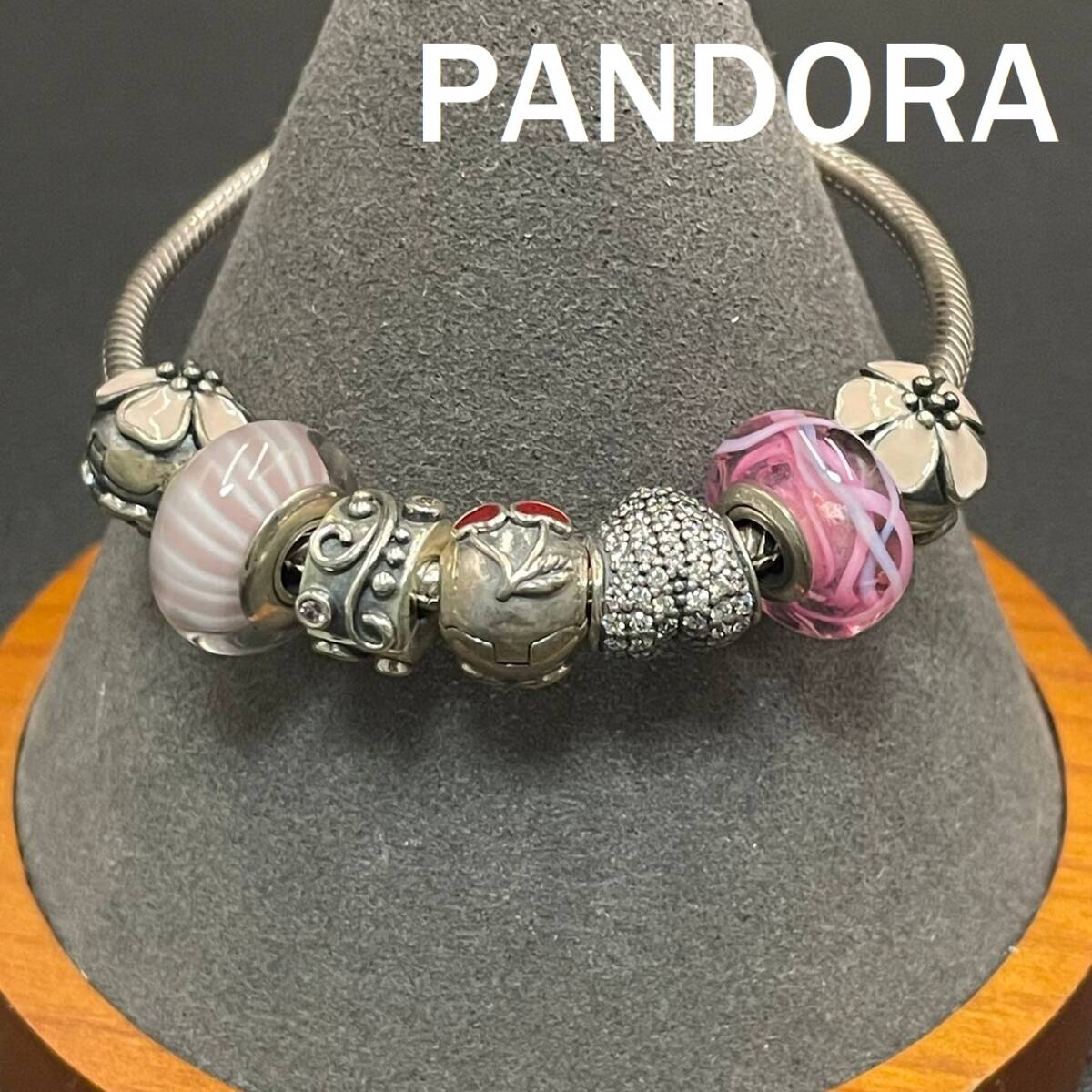 【人気】PANDORA / パンドラ ブレスレット シルバー ピンク系 アクセサリー/CYB78-8_画像1