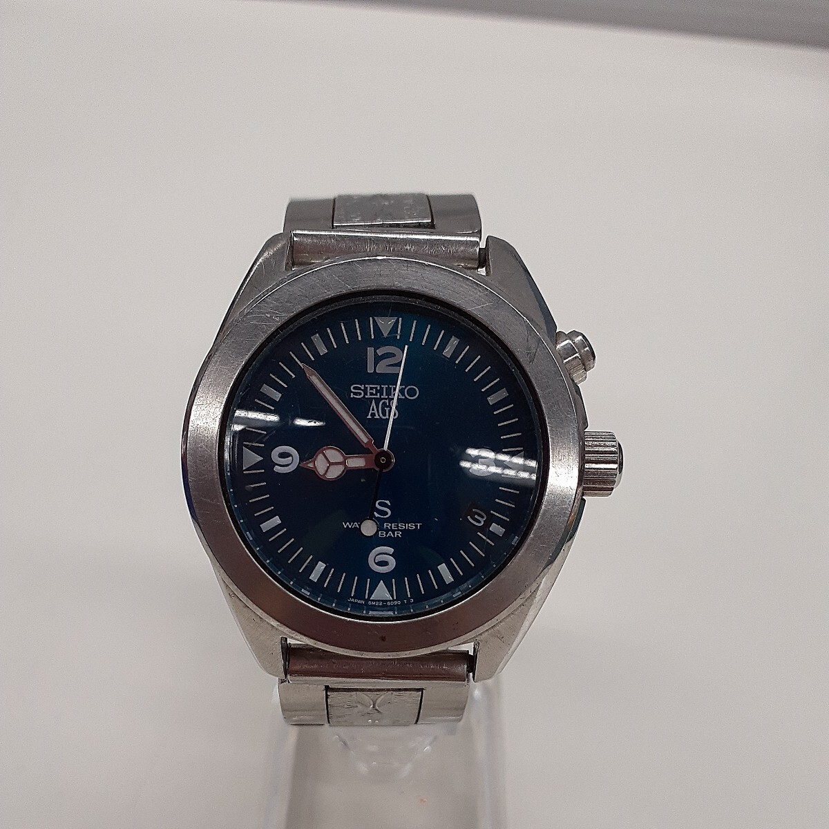 SEIKO AGS セイコー 腕時計 グリーン文字盤 5M22-6C30 自動巻き リューズ固着 ジャンク品　ま_画像1