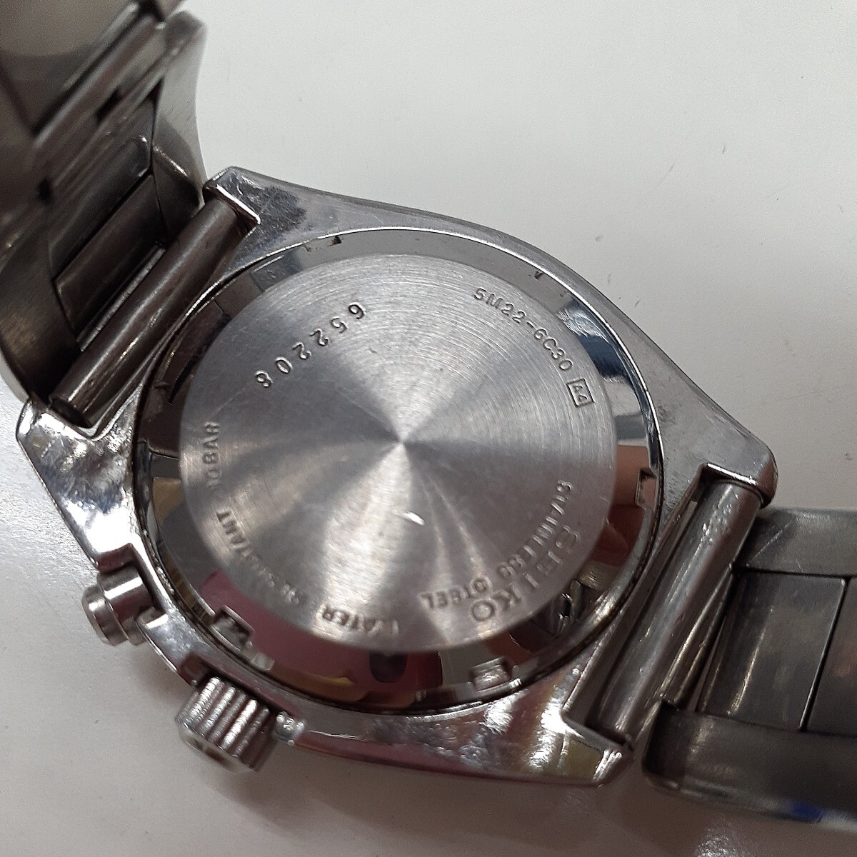 SEIKO AGS セイコー 腕時計 グリーン文字盤 5M22-6C30 自動巻き リューズ固着 ジャンク品　ま_画像7
