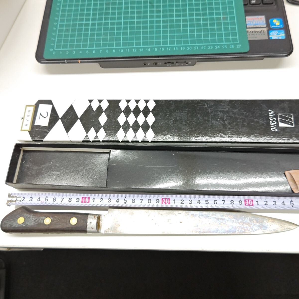 MISONO 牛刀 ミソノ 龍彫刻入 ドラゴン スウェーデン鋼 万能包丁 全長355mm 刃渡230mm 重さ215g み_画像9