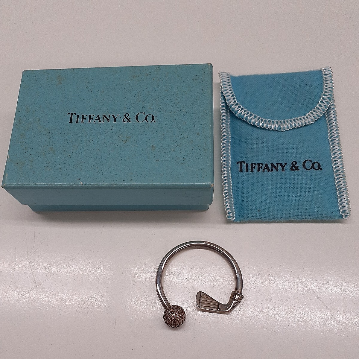 TIFFANY&Co. ティファニー シルバー ゴルフモチーフ キーリング 9.1g 925刻印 箱袋付き　み_画像1