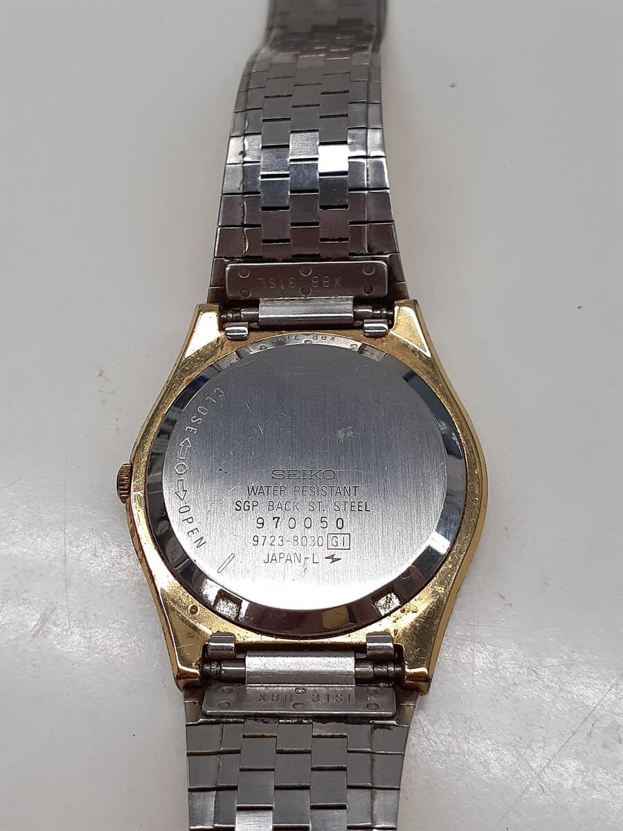 SEIKO セイコー KING QUARTZ キングクォーツ ツインクォーツ 9723-8030 ゴールド文字盤 メンズ 腕時計 電池切れ動作未確認ジャンク品 みの画像5
