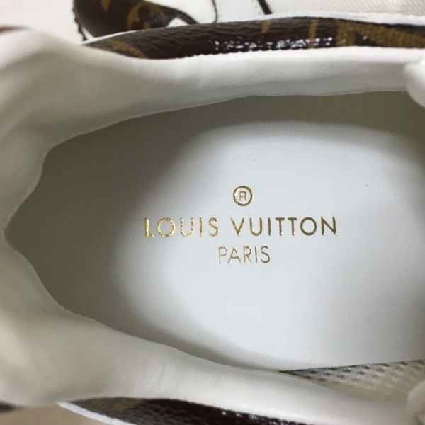 ルイヴィトン LOUIS VUITTON スニーカー 34 - レザー×天然繊維×モノグラム・キャンバス 白×ダークブラウン レディース FD0188 美品 靴_画像5