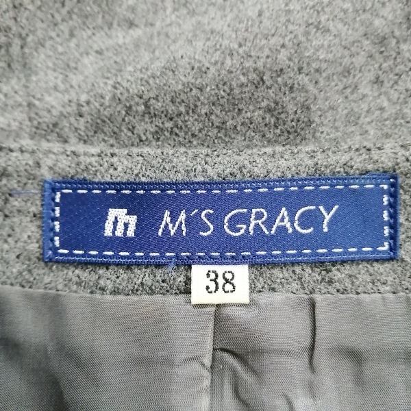 エムズグレイシー M'S GRACY スカートスーツ サイズ38 M 黒×グレー レディース ミディアム丈/ノーカラー レディーススーツ_画像3