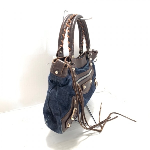  Balenciaga BALENCIAGA ручная сумочка 103208 The * First Denim × кожа темный темно-синий × темно-коричневый сумка 