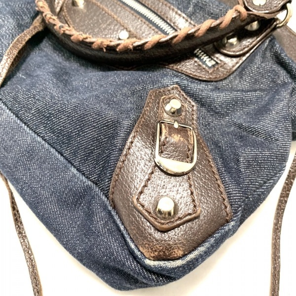  Balenciaga BALENCIAGA ручная сумочка 103208 The * First Denim × кожа темный темно-синий × темно-коричневый сумка 