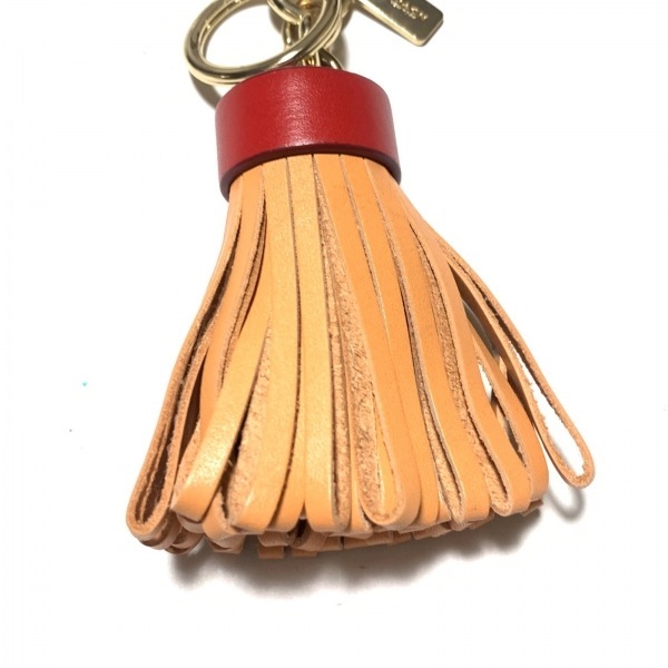  Coach COACH key holder ( charm ) - leather × metal material orange × red × Gold key holder 