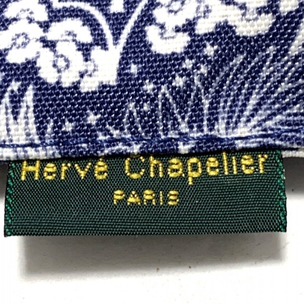 エルベシャプリエ Herve Chapelier ナイロンフラットポーチM ナイロン ブルー×白 ペイズリー柄 ポーチ_画像5