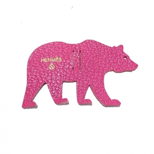  Hermes HERMES брелок для ключа ( очарование ) - кожа розовый лиловый pti пепел / лента очарование / Bear ( медведь ) брелок для ключа 