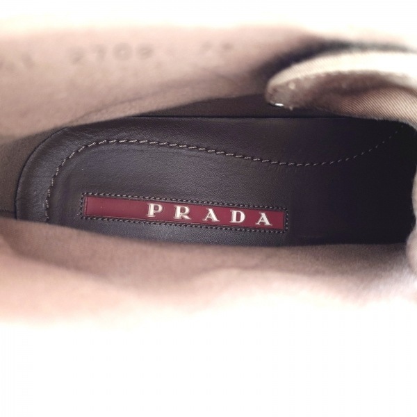 プラダスポーツ PRADA SPORT スニーカー 7 1/2 - コットン ブラウン メンズ ハイカット 靴_画像5