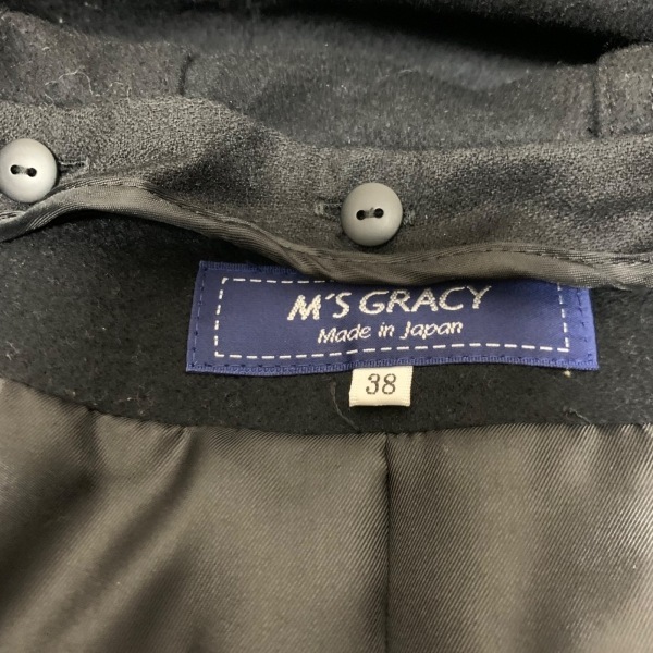 エムズグレイシー M'S GRACY サイズ38 - 黒 長袖/秋/冬/フード取り外し可能 コート_画像3