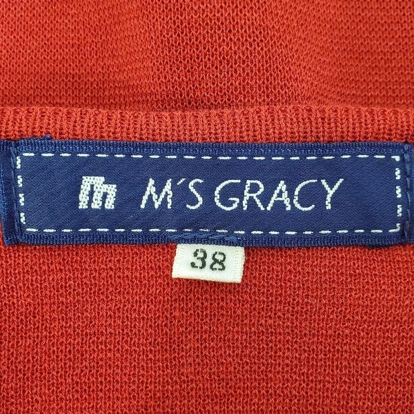 エムズグレイシー M'S GRACY カーディガン サイズ38 M - レッド レディース 半袖 トップス_画像3