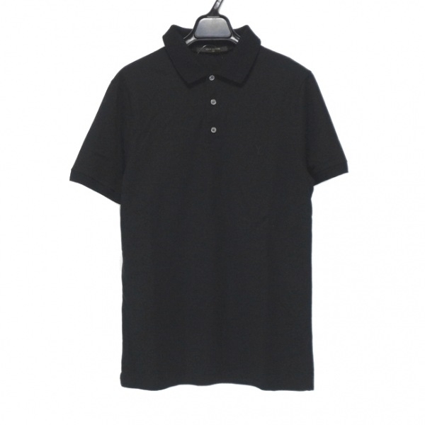 ルイヴィトン LOUIS VUITTON 半袖ポロシャツ サイズS 黒 メンズ ロゴ刺繍 トップス_画像1