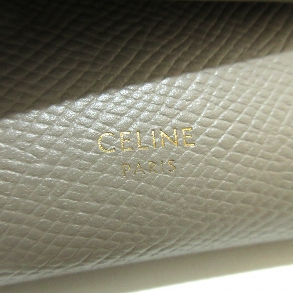 セリーヌ CELINE 3つ折り財布/ミニ/コンパクト スモール トリフォールドウォレット レザー グレーベージュ 財布_画像5