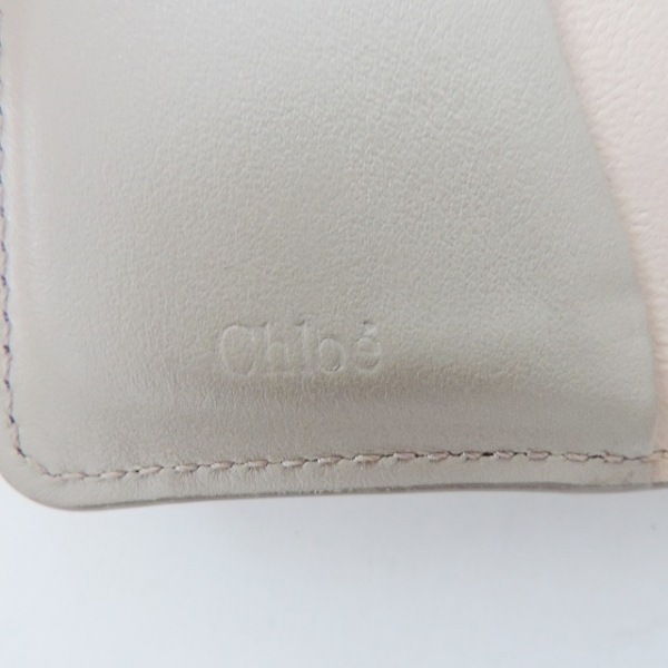 クロエ Chloe Wホック財布 アビースモールトリフォールド レザー ベージュ 財布_画像5