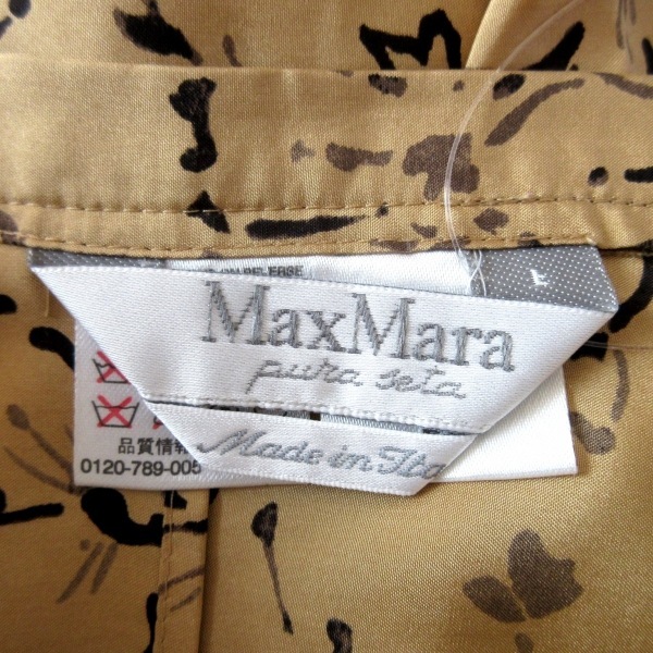マックスマーラ Max Mara ロングスカート サイズ36(J) - ベージュ×黒 レディース シルク/花柄 ボトムス_画像3
