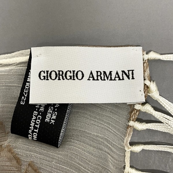 joru geo Armani GIORGIOARMANI stole ( shawl ) - silk × cotton ivory × Brown muffler 