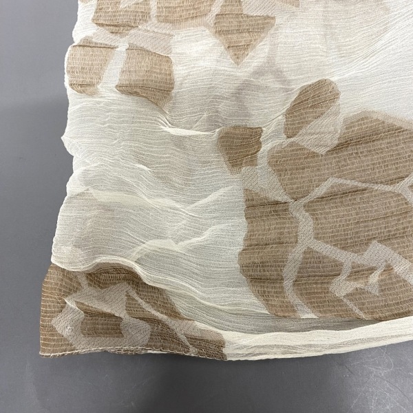 joru geo Armani GIORGIOARMANI stole ( shawl ) - silk × cotton ivory × Brown muffler 