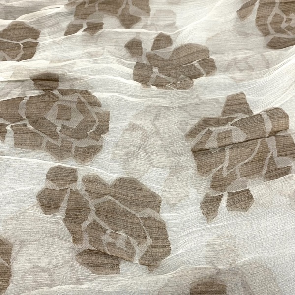 joru geo Armani GIORGIOARMANI stole ( shawl ) - silk × cotton ivory × Brown muffler 