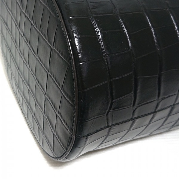 フルラ FURLA ハンドバッグ コロナ ドローストリングバッグ レザー 黒 型押し加工/巾着型 美品 バッグ_画像5