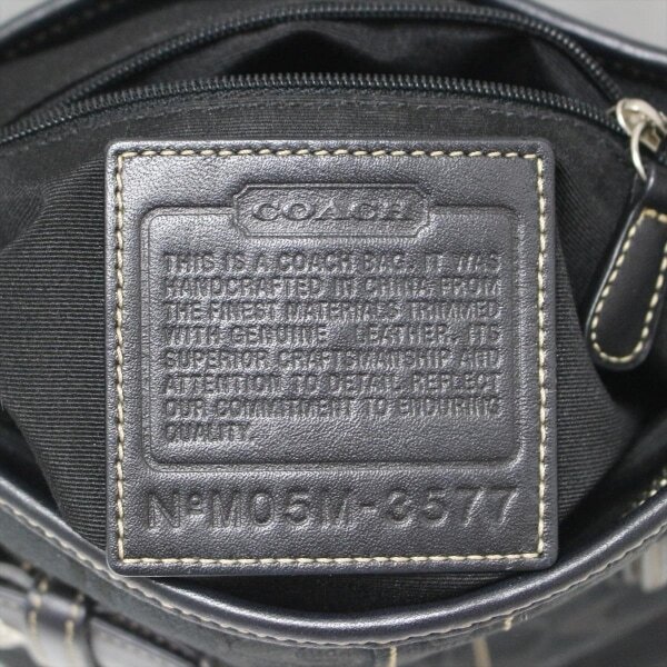 コーチ COACH ショルダーバッグ 3577 シグネチャースモールソフトダッフル ジャガード×レザー 黒 美品 バッグ_画像8