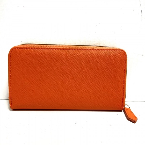  Ahkah AHKAH long wallet - PVC( salt . vinyl ) orange round fastener beautiful goods purse 