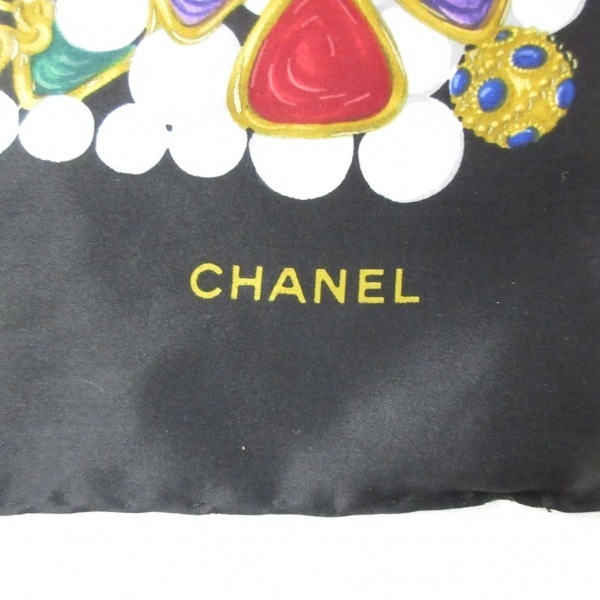 シャネル CHANEL 黒×マルチ スカーフ_画像2