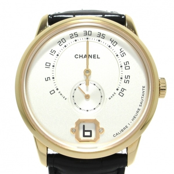 CHANEL(シャネル) 腕時計 ムッシュー ドゥ シャネル H4800 メンズ K18PG×アリゲーター/裏スケ/ジャンピングアワー/Dバックル シルバー_画像1