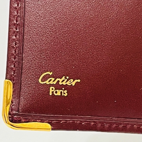 カルティエ Cartier 2つ折り財布/ミニ/コンパクト マストライン レザー ボルドー 財布_画像5