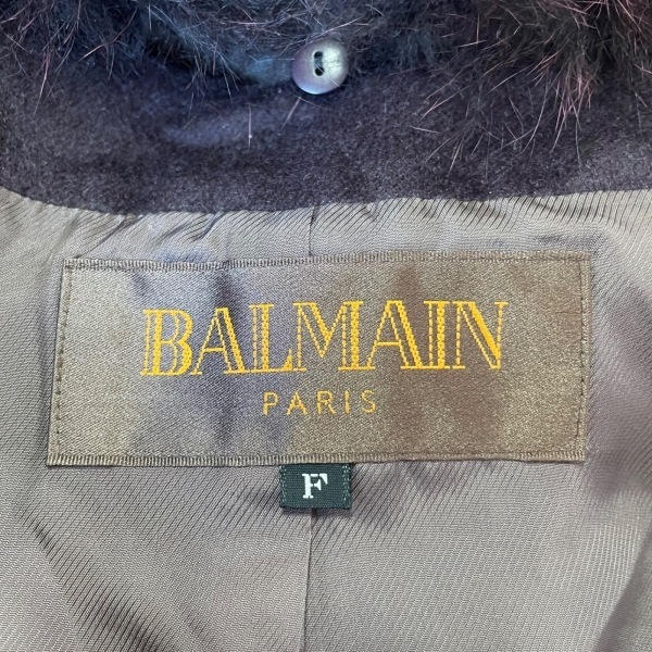 バルマン BALMAIN ポンチョ サイズF パープル レディース ファー 美品 ジャケット_画像3