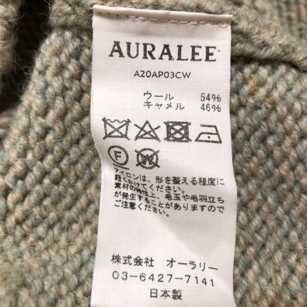 オーラリー AURALEE 長袖セーター/ニット サイズ1 S - グリーン×ベージュ レディース タートルネック トップス_画像4