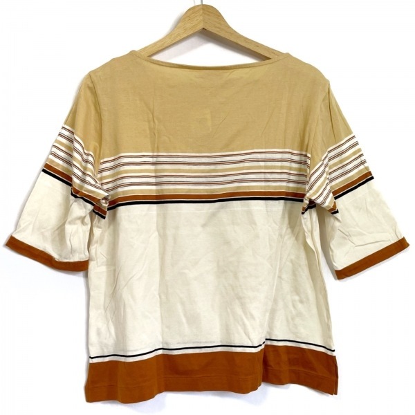 ダックス DAKS 半袖Tシャツ サイズF ベージュ×白×ブラウン レディース トップス_画像2