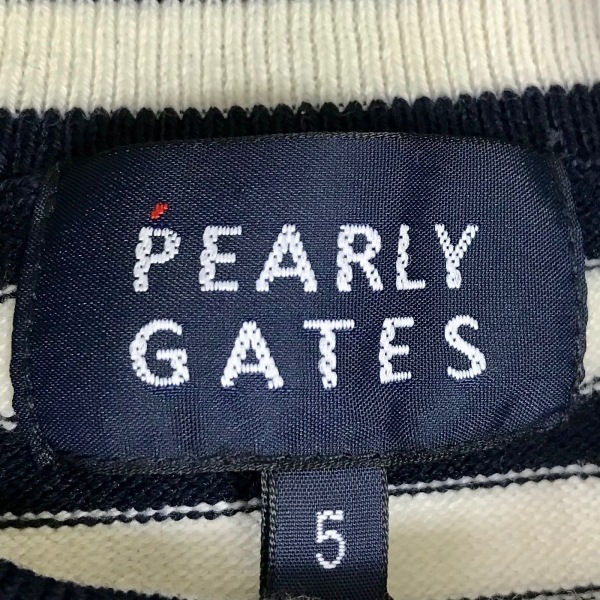 パーリーゲイツ PEARLY GATES 長袖カットソー サイズ5 XL - 綿、ナイロン アイボリー×ダークネイビー メンズ ハイネック/ボーダー 美品_画像3