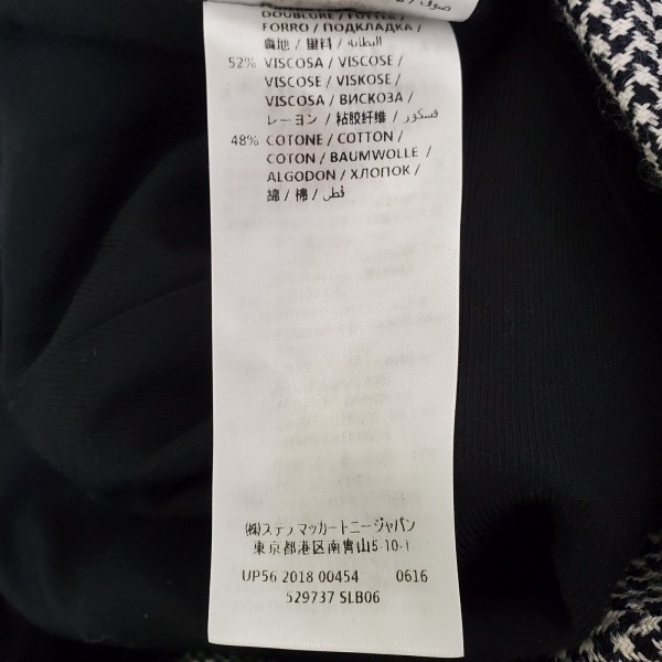 ステラマッカートニー stellamccartney サイズ36 M - 黒×アイボリー レディース 長袖/千鳥格子柄/秋/冬 コート_画像5