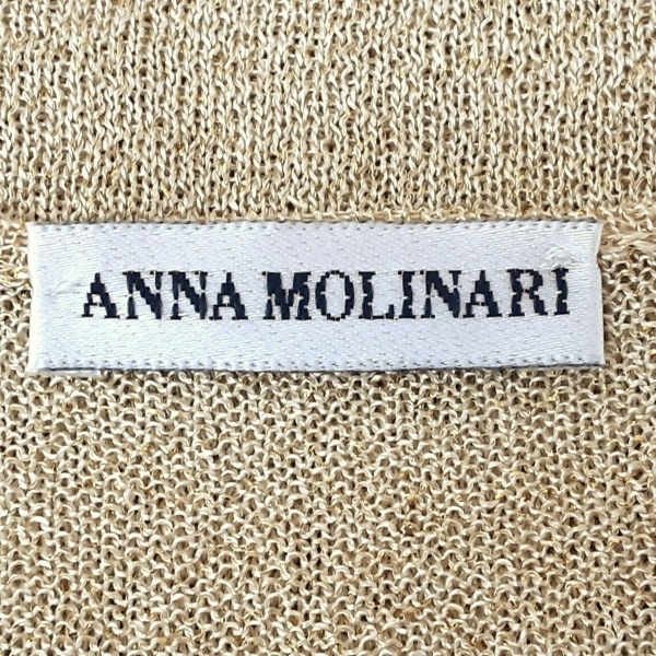  Anna Molinari ANNA MOLINARI short sleeves cut and sewn size F - beige lady's beads tops 