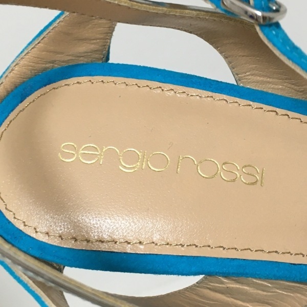 セルジオロッシ sergio rossi サンダル 38 - スエード×レザー ライトブルー×シルバー レディース 美品 靴_画像5