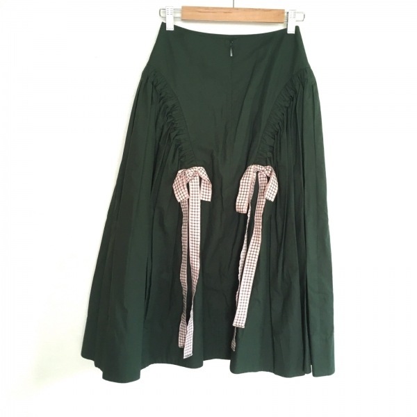  Fendi FENDI long skirt size 38 S - dark green × pink × white lady's ribbon bottoms 