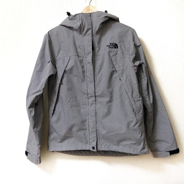 ノースフェイス THE NORTH FACE ブルゾン サイズL - 白×黒 レディース 長袖/チェック柄/フード付き/春/秋 ジャケット