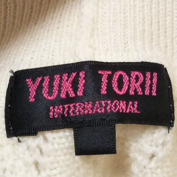  Yuki Torii YUKITORII long sleeve sweater / knitted size 38 M - ivory lady's ta-toru neck / spangled tops 