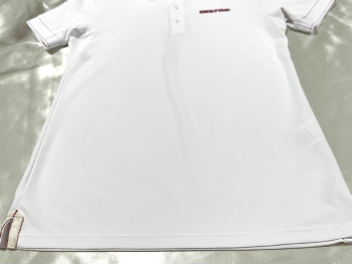 美品 BRIEFING GOLF ブリーフィング ゴルフ 半袖 ポロシャツ ホワイト系 赤ステッチ メンズ S